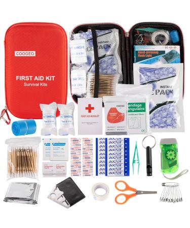 First Aid Kit Waterproof Medical Emergency Equipment Survival Kits for Car Kitchen Camping Hiking Travel Office Sports Home-(red)