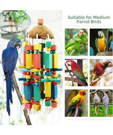Mymulike 60cm Parrot Toys - Durable Wooden Bird Feed Toys for African Grey Cockatiels Finches Budgies and Amazon Parrots - Buy Online on GoSupps.com