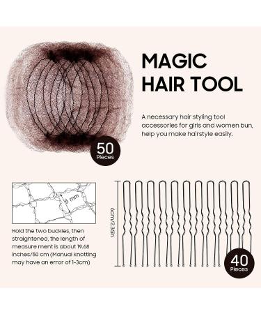 50 Pcs Invisible Hair Nets for Buns - 20 Inches Elastic Edge Mesh Bun Set with Bobby Pins - Hair Donuts for Ballet & Kitchen - Brown - Buy Online on GoSupps.com