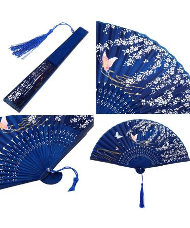4 Pieces Folding Fans Handheld Fans Bamboo Fans with Tassel Women's Hollowed Bamboo Hand Holding Fans for Wall Decoration Gifts (Purple Dark Blue Pink and Sky Blue) Dark Blue Pink Purple Sky Blue - Buy Online on GoSupps.com
