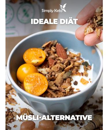 Simply Keto Knusper Granola Salted Caramel Lower Carb*alternative to muesli without added sugar 250 g sweet keto granola for a perfect breakfast paleo and vegan soy lactose and salt caramel 250 g 1er Pack - Buy Online on GoSupps.com