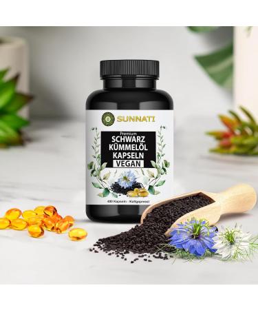 Buy Black Cumin Oil Capsules - 400 Vegan 1000 mg - High-Dose Cold-Pressed Egyptian with Vitamin E - Sunnati Brand - Fast International Shipping from Germany - Buy Online on GoSupps.com