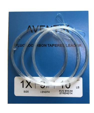 3 PC Aventik Premium Fly Fluorocarbon Tapered Leader Fly Line Freshwater Saltwater 9ft Fly Tippet Tapered Leader Fly Fishing Leaders Pro Looped X0 to X7 5X-4.3LB