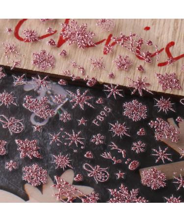 jmeowio 8 Sheets Christmas Glitter Nail Art Stickers Decals Self-Adhesive Snowflake Xmas Winter Holiday Cute Pink Nail Supplies Nail Art Design Decoration Accessories - Buy Online on GoSupps.com