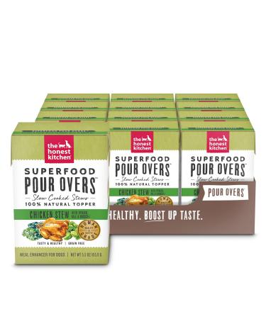 The Honest Kitchen Superfood Pour Overs: Chicken Stew with Spinach, Kale & Broccoli Wet Dog Food Topper 5.5 Ounce (Pack of 12)