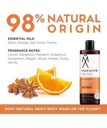 MAN ALIVE Bourbon & Oak Shower Gel for Men 500ml - Vegan, SLS Free, Masculine Scent - Ideal Grooming Gift for Men - Buy Online on GoSupps.com