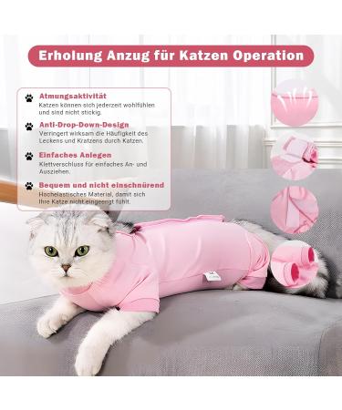 Buy Lollanda Cat Recovery Suit - Pink Surgical Suit for Post-Op Cat Care (L) | International Shipping - Buy Online on GoSupps.com