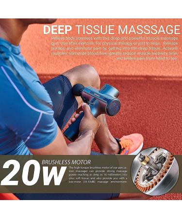 Deep Tissue Percussion Massager Gun for Athletes - 20 Speeds Power Motor Gray - 8 Massage Heads - Relieve Back, Neck, and Body Pain with Percussive Massage Technology - Buy Online on GoSupps.com