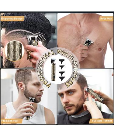 Professional T-Blade Cordless Hair Trimmer for Men - Zero Gap Electric Beard & Hair Clippers Kit with LCD Display - Rechargeable & Gold - Perfect Gifts for Men - Buy Online on GoSupps.com