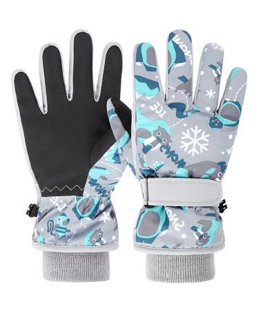 Azarxis Kids Winter Warm Gloves, Cold Weather Windproof Thermal Gloves for Boys & Girls B - Grey 9-13 Years Old