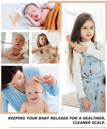 Baby Hair Brush and Comb Set with Natural Goat Bristles and Wooden Comb - Ideal Registry Gift for Newborns and Toddlers - Buy Online on GoSupps.com
