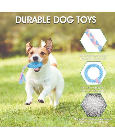 Cobee Puppy Tooth Toys - 4 Pc Interactive Rubber & Cotton Set for Teething Small Dogs | Soothing & Calming Chew Toys - Buy Online on GoSupps.com