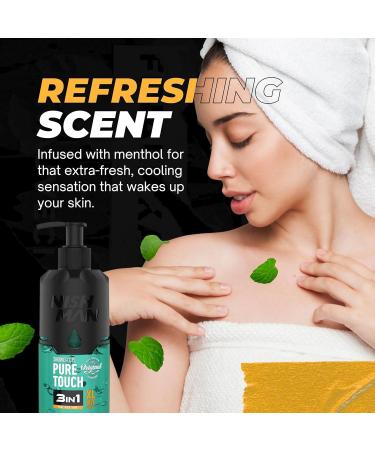  nishman NISHMAN Shower Gel Pure Touch 480ml 3-in-1 Formula for Body Hair & Face Gentle Daily Cleanser for Men with Invigorating Fragrance Moisturizing Gel for All Skin Types - Buy Online on GoSupps.com