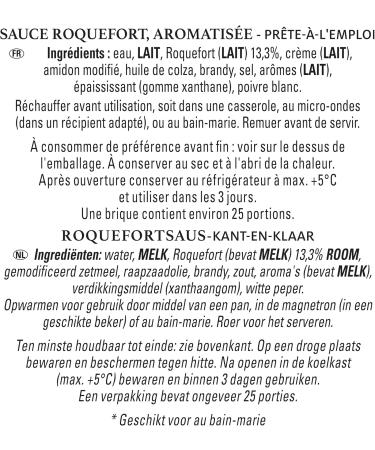 CHEF Sauce Roquefort Liquide - Pr te- -l'Emploi - Sauce Cr meuse et Onctueuse - 13 3% de Roquefort - Gain de Temps - Aide Culinaire Fonds Fumet - Brique de 1L - Buy Online on GoSupps.com