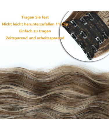 Buy Affordable Clip-In Hair Extensions: Brown & Blonde 50cm Long Wavy Double Weft - Realistic Synthetic for Women - Buy Online on GoSupps.com