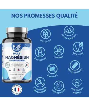 Multi Magnesium - Bisglycinate Taurinate Malate + Vegan Taurine + Bioactive Vitamins B6 D B-Complex - Fatigue & Stress - High Absorption - 120 Vegan Capsules 40 Day Cure - Pure Lab Nutrition  - Buy Online on GoSupps.com