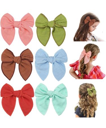 MiDoDo 6 Pcs 5 Inches Baby Girls Hair Bows Alligator Clips Hair Barrettes Hair Accessory for Girls Toddlers Kids and Children