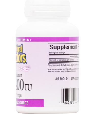 Natural Factors Clear Base Vitamin E 400 IU - 60 Softgels | Antioxidant Support - Buy Online on GoSupps.com
