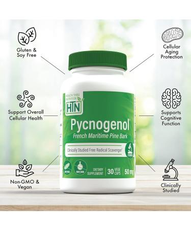 Buy Health Thru Nutrition Pycnogenol 50mg - Vegan French Maritime Pine Bark Extract | Anti-Aging Non-GMO Free Radical Scavenger | 3 Pack of 90 Capsules - International Shipping Available - Buy Online on GoSupps.com
