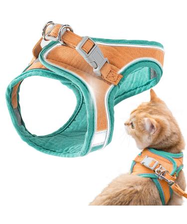 Geeric cat dishes cat dishes cats of outbreak cats with a leash adjustable dishes for small cats escape proof Cat harness set with reflective stripes L green orange