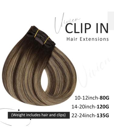 Vivien Extensions - Real Hair Clip-In Balayage Extensions #4/27 60cm 7PCs 140g Dark Brown with Caramel Blonde - Premium Remy Quality - Buy Online on GoSupps.com