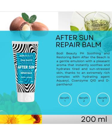 BODI BEAUTY After Sun Soothing and repairing balm after the beach with Q10 vitamins A E and D-panthenol complex of oils green tea calendula and aloe vera | Anti-sun cream | 150 ml - Buy Online on GoSupps.com