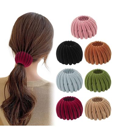 7 PCS Bird Nest Hair Clips  Ponytail Holder  Clip Hair Bun Accessories for Women  Velvet Expandable Bun Fixed Hair Claw  Valentine's Day Gifts for Her