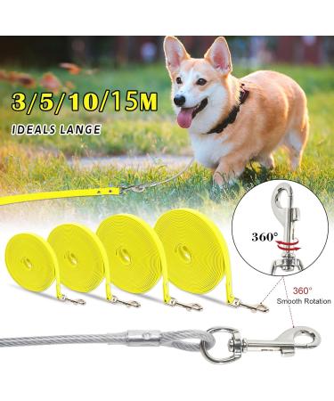 Waterproof Dog Drag Line - Chew-Proof Tie-Out Leash 15m for All Dog Sizes - Durable Training Line in Yellow - Buy Online on GoSupps.com