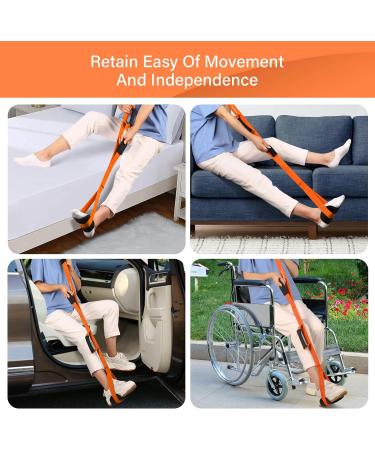 39'' Long Leg Lifter Strap for Hip & Knee Replacement Recovery - Easy Bed & Wheelchair Access - Padded Loop for Hands & Feet - Orange - Buy Online on GoSupps.com