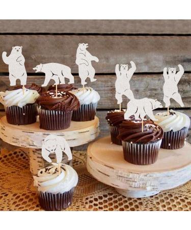 Cyodoos 24Pcs Polar Bear Cupcake Toppers for Birthday Wedding Party Baby Shower Sea Bear Cupcake Picks Winter Party Themed Party Decoration Supplies white White 2 - Buy Online on GoSupps.com