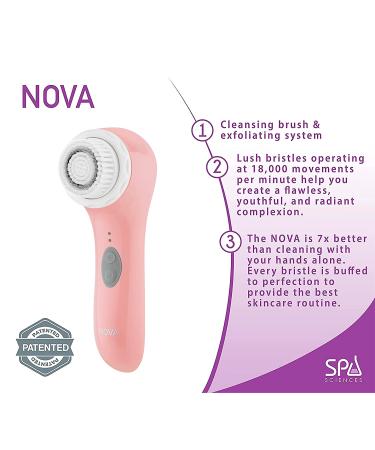 Spa Sciences NOVA Sonic Facial Cleansing Brush - Patented Exfoliating System, 3 Speeds, Waterproof - USB Rechargeable - Buy Online on GoSupps.com