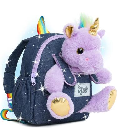 Naturally KIDS Small Unicorn Backpack for 3-4 Year Old Girls - Purple Toddler Backpack with Stuffed Animal - Perfect Gift for Girls - Includes Pockets & Reflective Logo - Buy Online on GoSupps.com