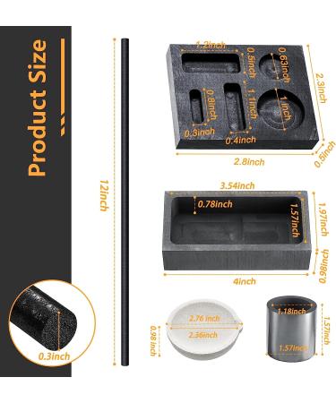 9 Pcs Graphite Torch Melting Casting Kit with Honeycomb Soldering Board and Quartz Plate - Ideal for Metal Gold Silver Copper - 5-in-1 Graphite Casting Mould Included - Buy Online on GoSupps.com
