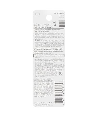 Maybelline New York Expert Wear Twin Eyebrow & Eyeliner Pencils - Velvet Black (2 Count) - Buy Online on GoSupps.com
