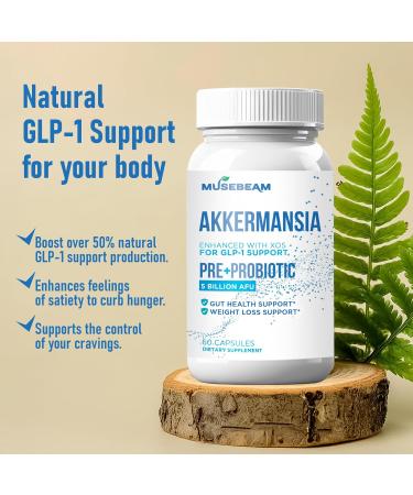 musebeam GLP-1 Support Prebiotic Probiotic Weight Loss Supplement - 5 Billion AFU Akkermansia Muciniphila with XOS - Activate Boost Natural GLP1 Support Metabolic & Gut Health for Men Women - Buy Online on GoSupps.com