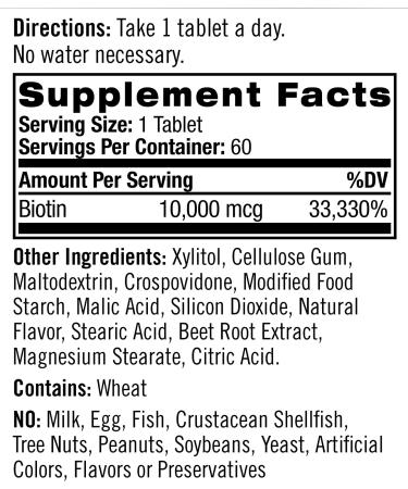 Natrol Biotin Beauty Tablets - 10,000mcg for Healthy Hair, Skin & Nails - 60 Count Strawberry - Buy Online on GoSupps.com