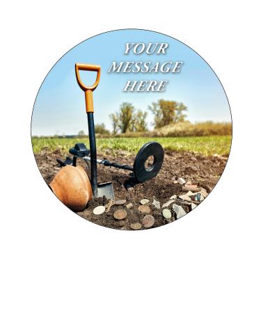 Orange Trading Dartmouth LTD A4 Edible Decor Icing Sheet PERSONALISED Metal Detecting Themed 7-8" Circle Cake Topper Decoration - Great for larger cakes