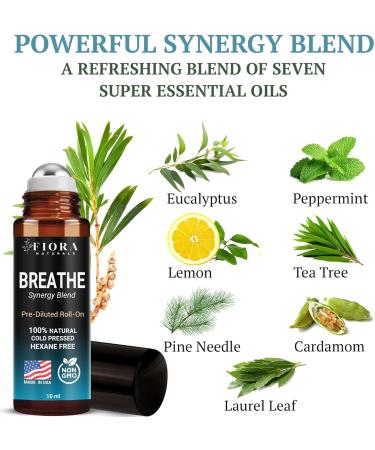 Breathe Essential Oil Roll on 10 ml and Organic Castor Oil 30 ml - Buy Online on GoSupps.com