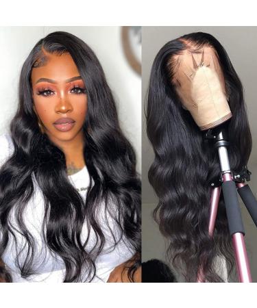 Body Wave Lace Front Wigs Human Hair with Baby Hair  13x4 Lace Front Wigs Human Hair pre plucked HD Transparent Frontal Wigs Human Hair for Black Woman  150% Density Brazilian Virgin Human Hair Lace Front Wigs (24inch  N...