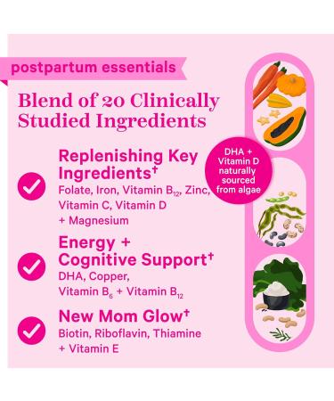 Pink Stork Total Postnatal Vitamin & DHA: Postpartum Multivitamin with Iron B-Complex & Folate Breastfeeding Vitamins for Moms Post Pregnancy Prenatal Vitamin Women-Owned 60 Capsules - Buy Online on GoSupps.com