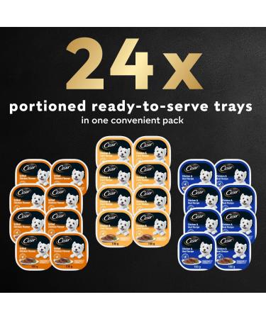 CESAR Classic Loaf in Sauce Adult Wet Dog Food Chicken Lovers Variety Pack 8 Grilled Chicken Flavour 8 Chicken & Liver Recipe 8 Chicken & Veal Recipe 24x100g Trays Dog Food Chicken Lovers Variety Pack 100 g (Pack of 24) - Buy Online on GoSupps.com