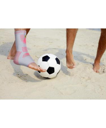 Doctor Developed Ankle Brace & Compression Sleeve | Ankle Support with Silicon Gel Pad & Handbook - Pink/Grey M - Buy Online on GoSupps.com