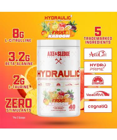 Axe & Sledge Hydraulic Stim-Free Pre-Workout Powder for Men & Women | Performance Stamina Focus Pumps | L-Citrulline Beta Alanine Creatine Caffeine-Free Fruit Kaboom - Buy Online on GoSupps.com