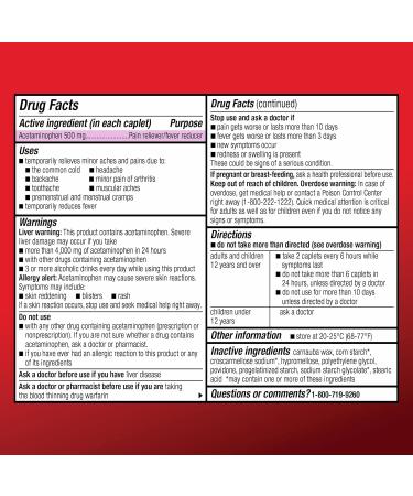 Amazon Basic Care Extra Strength Acetaminophen 500 mg - Pain Reliever & Fever Reducer Gentle on Stomach 100 Count (2 Pack) - Arthritis Backache Relief - Buy Online on GoSupps.com