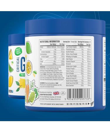 Applied Nutrition Critical Greens - Super Greens Powder | Boost Immune System | Superfood Nutrients | Vegan | Lemon & Lime 150g - 30 Servings - Buy Online on GoSupps.com