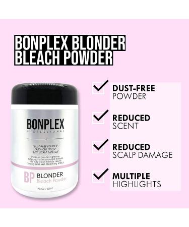BONPLEX Blonder Bleach Powder 17.6 oz | Dust Free, Reduced Odor | Compact Lightener for Clear Blonde Results | Strong & Fast Formula - Buy Online on GoSupps.com