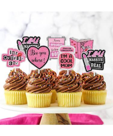 Bright Pink Girls' TV Show Themed Party Cupcake Toppers Set of 18 - Perfect for a girl's TV show themed birthday party bachelorette party or hen party decorations - SugarGera CU-MEAN-GIRLS-2 - Buy Online on GoSupps.com