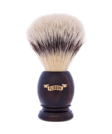 Plisson - classic shaving brush shaving brush made of white synthetic fiber of high quality - grip made of makassar -elevator - standard size 12 - comfort and gentleness - French production handle made of macassar wood and white fiber