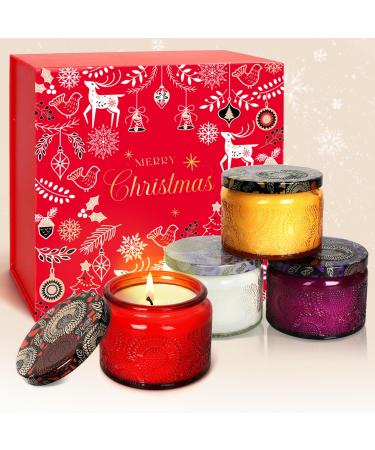 Christmas Candles Gifts for Women - Xmas Aromatherapy Scented Soy Wax Candle Set Present for her Girlfried Mom Mother Friend Bestie Wife - Ideal for Home Meditation Yoga Bath Relaxing SPA