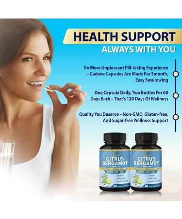 Cadane 2 Packs Citrus Bergamot Extract Capsules with Berberine Olive Guggul Garlic Pine Bark Black Pepper | 4 Months Supply - Buy Online on GoSupps.com